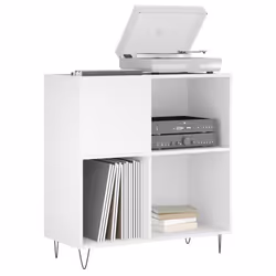 vidaXL Record Cabinet Record Storage Cabinet Sideboard White Engineered Wood