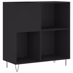 vidaXL Record Cabinet Record Storage Cabinet Sideboard White Engineered Wood - black