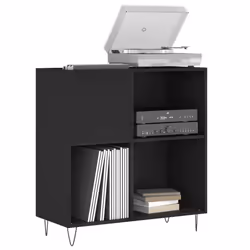 vidaXL Record Cabinet Record Storage Cabinet Sideboard White Engineered Wood - black
