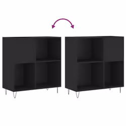 vidaXL Record Cabinet Record Storage Cabinet Sideboard White Engineered Wood - black - Additional view 6