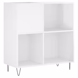vidaXL Record Cabinet Record Storage Cabinet Sideboard White Engineered Wood - high gloss white