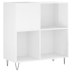 vidaXL Record Cabinet Record Storage Cabinet Sideboard White Engineered Wood - high gloss white