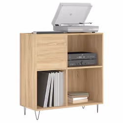vidaXL Record Cabinet Record Storage Cabinet Sideboard White Engineered Wood - sonoma oak - Additional view 2