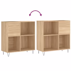 vidaXL Record Cabinet Record Storage Cabinet Sideboard White Engineered Wood - sonoma oak - Additional view 6