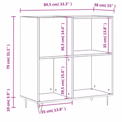 vidaXL Record Cabinet Record Storage Cabinet Sideboard White Engineered Wood - sonoma oak - Additional view 9