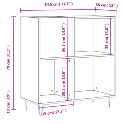 vidaXL Record Cabinet Record Storage Cabinet Sideboard White Engineered Wood - concrete grey - Additional view 9