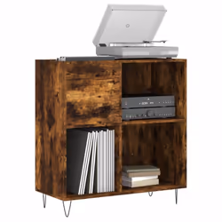 vidaXL Record Cabinet Record Storage Cabinet Sideboard White Engineered Wood - smoked oak - Additional view 2