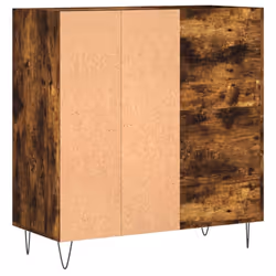 vidaXL Record Cabinet Record Storage Cabinet Sideboard White Engineered Wood - smoked oak - Additional view 5