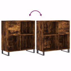 vidaXL Record Cabinet Record Storage Cabinet Sideboard White Engineered Wood - smoked oak - Additional view 6