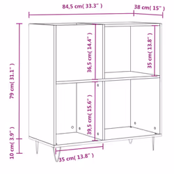 vidaXL Record Cabinet Record Storage Cabinet Sideboard White Engineered Wood - grey sonoma - Additional view 3