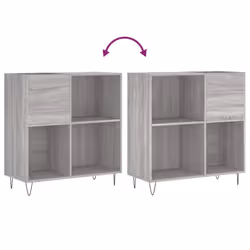 vidaXL Record Cabinet Record Storage Cabinet Sideboard White Engineered Wood - grey sonoma - Additional view 6