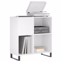 vidaXL Record Cabinet Record Storage Cabinet Sideboard White Engineered Wood
