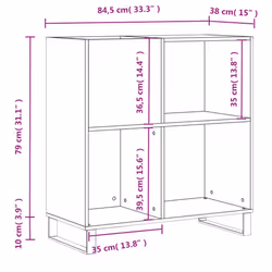 vidaXL Record Cabinet Record Storage Cabinet Sideboard White Engineered Wood