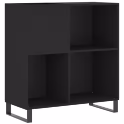 vidaXL Record Cabinet Record Storage Cabinet Sideboard White Engineered Wood - black