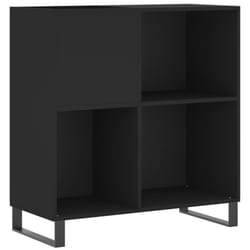 vidaXL Record Cabinet Record Storage Cabinet Sideboard White Engineered Wood - black