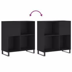 vidaXL Record Cabinet Record Storage Cabinet Sideboard White Engineered Wood - black - Additional view 6