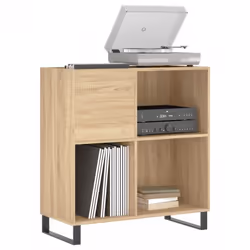 vidaXL Record Cabinet Record Storage Cabinet Sideboard White Engineered Wood - sonoma oak - Additional view 2