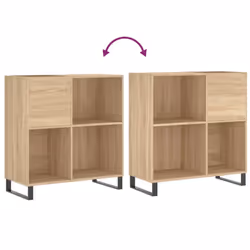 vidaXL Record Cabinet Record Storage Cabinet Sideboard White Engineered Wood - sonoma oak - Additional view 6