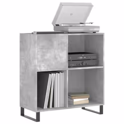 vidaXL Record Cabinet Record Storage Cabinet Sideboard White Engineered Wood - concrete grey - Additional view 2
