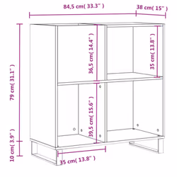 vidaXL Record Cabinet Record Storage Cabinet Sideboard White Engineered Wood - concrete grey - Additional view 9