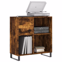 vidaXL Record Cabinet Record Storage Cabinet Sideboard White Engineered Wood - smoked oak - Additional view 2