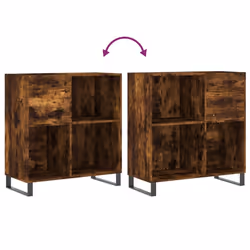 vidaXL Record Cabinet Record Storage Cabinet Sideboard White Engineered Wood - smoked oak - Additional view 6