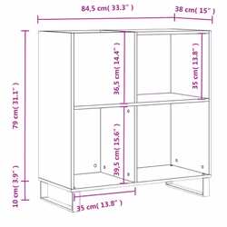 vidaXL Record Cabinet Record Storage Cabinet Sideboard White Engineered Wood - smoked oak - Additional view 9