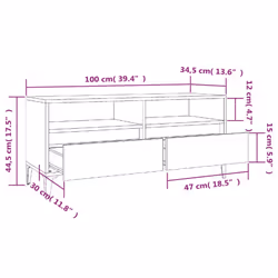 vidaXL TV Cabinet TV Unit Storage Cabinet Media Unit Cupboard Engineered Wood - white, 100 x 34.5 x 44.5 cm - Additional view 9