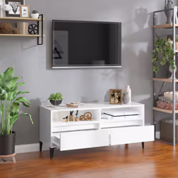 vidaXL TV Cabinet TV Unit Storage Cabinet Media Unit Cupboard Engineered Wood - high gloss white, 100 x 34.5 x 44.5 cm - Additional view 2