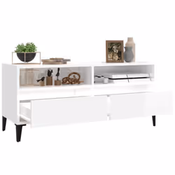 vidaXL TV Cabinet TV Unit Storage Cabinet Media Unit Cupboard Engineered Wood - high gloss white, 100 x 34.5 x 44.5 cm - Additional view 4