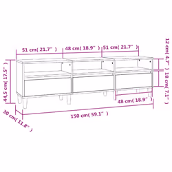vidaXL TV Cabinet TV Unit Storage Cabinet Media Unit Cupboard Engineered Wood - white, 150 x 30 x 44.5 cm - Additional view 3