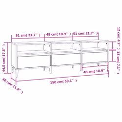 vidaXL TV Cabinet TV Unit Storage Cabinet Media Unit Cupboard Engineered Wood - grey sonoma, 150 x 30 x 44.5 cm - Additional view 3