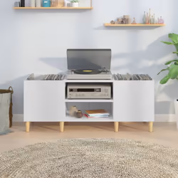 vidaXL Record Cabinet Office Vinyl Storage Cabinet Sideboard Engineered Wood - white, 121 x 38 x 48 cm - Additional view 2