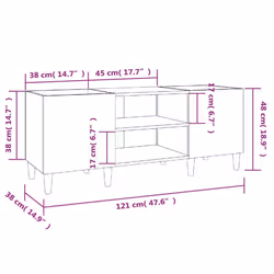 vidaXL Record Cabinet Office Vinyl Storage Cabinet Sideboard Engineered Wood - white, 121 x 38 x 48 cm - Additional view 3