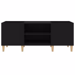 vidaXL Record Cabinet Office Vinyl Storage Cabinet Sideboard Engineered Wood - black, 121 x 38 x 48 cm - Additional view 4