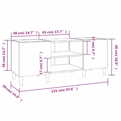 vidaXL Record Cabinet Office Vinyl Storage Cabinet Sideboard Engineered Wood - black, 121 x 38 x 48 cm - Additional view 7
