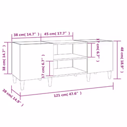 vidaXL Record Cabinet Office Vinyl Storage Cabinet Sideboard Engineered Wood - high gloss white, 121 x 38 x 48 cm - Additional view 3