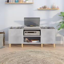 vidaXL Record Cabinet Office Vinyl Storage Cabinet Sideboard Engineered Wood - concrete grey, 121 x 38 x 48 cm - Additional view 2