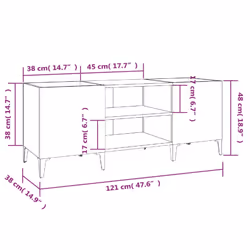 vidaXL Record Cabinet Office Vinyl Storage Cabinet Sideboard Engineered Wood - white, 121 x 38 x 48 cm - Additional view 7