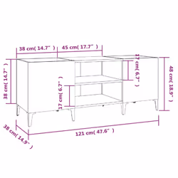 vidaXL Record Cabinet Office Vinyl Storage Cabinet Sideboard Engineered Wood - high gloss white, 121 x 38 x 48 cm - Additional view 7