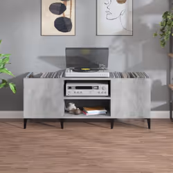 vidaXL Record Cabinet Office Vinyl Storage Cabinet Sideboard Engineered Wood - concrete grey, 121 x 38 x 48 cm - Additional view 2