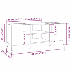 vidaXL Record Cabinet Office Vinyl Storage Cabinet Sideboard Engineered Wood - concrete grey, 121 x 38 x 48 cm - Additional view 7