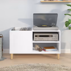 vidaXL Record Cabinet Office Vinyl Storage Cabinet Sideboard Engineered Wood - white, 84.5 x 38 x 48 cm - Additional view 2
