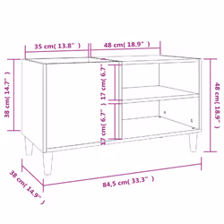 vidaXL Record Cabinet Office Vinyl Storage Cabinet Sideboard Engineered Wood - black, 84.5 x 38 x 48 cm - Additional view 7