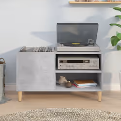 vidaXL Record Cabinet Office Vinyl Storage Cabinet Sideboard Engineered Wood - concrete grey, 84.5 x 38 x 48 cm - Additional view 2