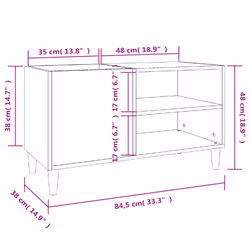 vidaXL Record Cabinet Office Vinyl Storage Cabinet Sideboard Engineered Wood - concrete grey, 84.5 x 38 x 48 cm - Additional view 7