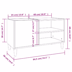 vidaXL Record Cabinet Office Vinyl Storage Cabinet Sideboard Engineered Wood - smoked oak, 84.5 x 38 x 48 cm - Additional view 7