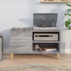 vidaXL Record Cabinet Office Vinyl Storage Cabinet Sideboard Engineered Wood - grey sonoma, 84.5 x 38 x 48 cm - Additional view 2
