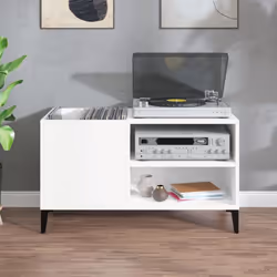 vidaXL Record Cabinet Office Vinyl Storage Cabinet Sideboard Engineered Wood - white, 84.5 x 38 x 48 cm