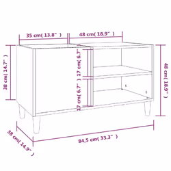 vidaXL Record Cabinet Office Vinyl Storage Cabinet Sideboard Engineered Wood - white, 84.5 x 38 x 48 cm
